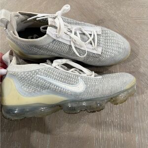 Nike Air VaporMax Flyknit Sneakers - Gray and White